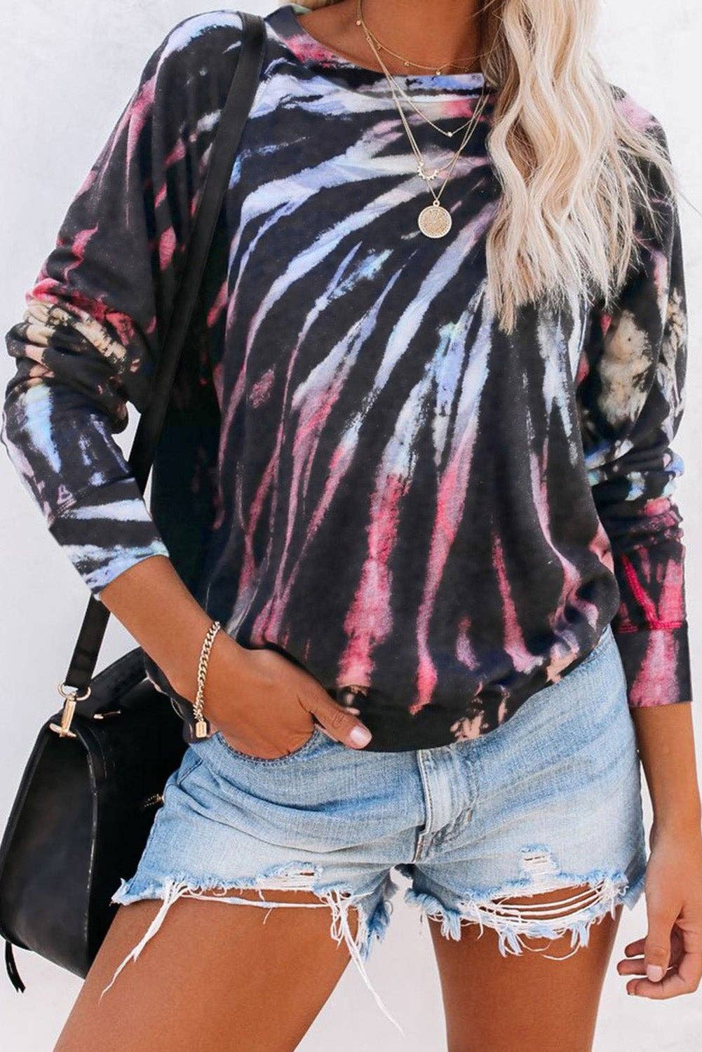 Tops Jersey Degradado Estampado Tie-dye Talla Grande Para Mu Tops Jersey Degradado Estampado Tie-dye Talla Grande Para Mu